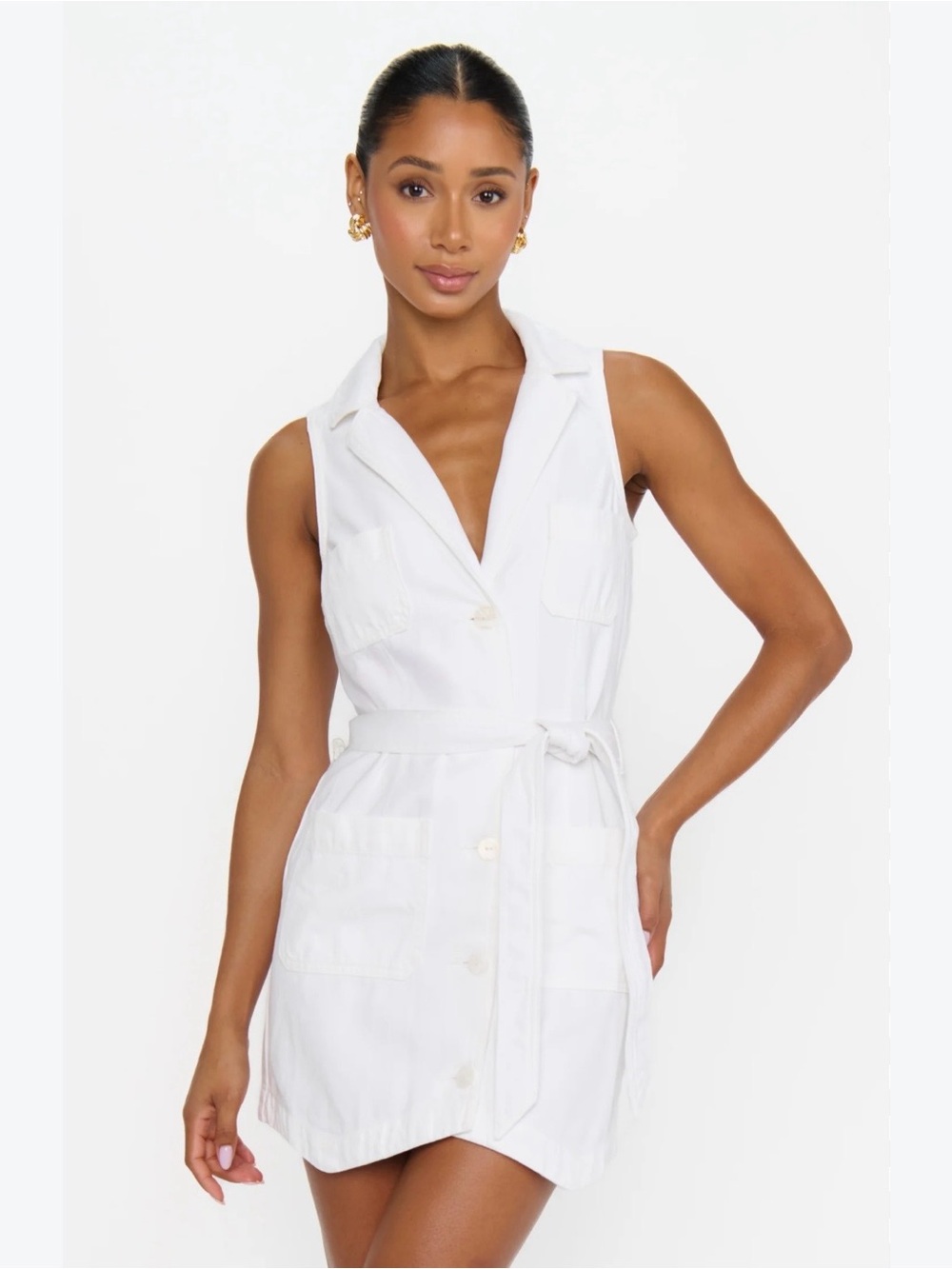 Express White women’s mini tired dress with waist tie